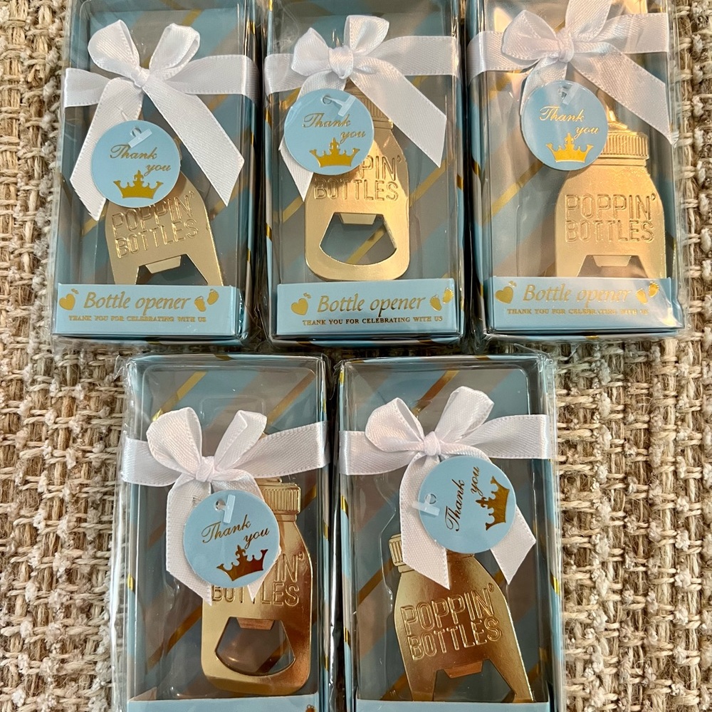 Baby shower bottle opener thank you gift. Lot of 5.